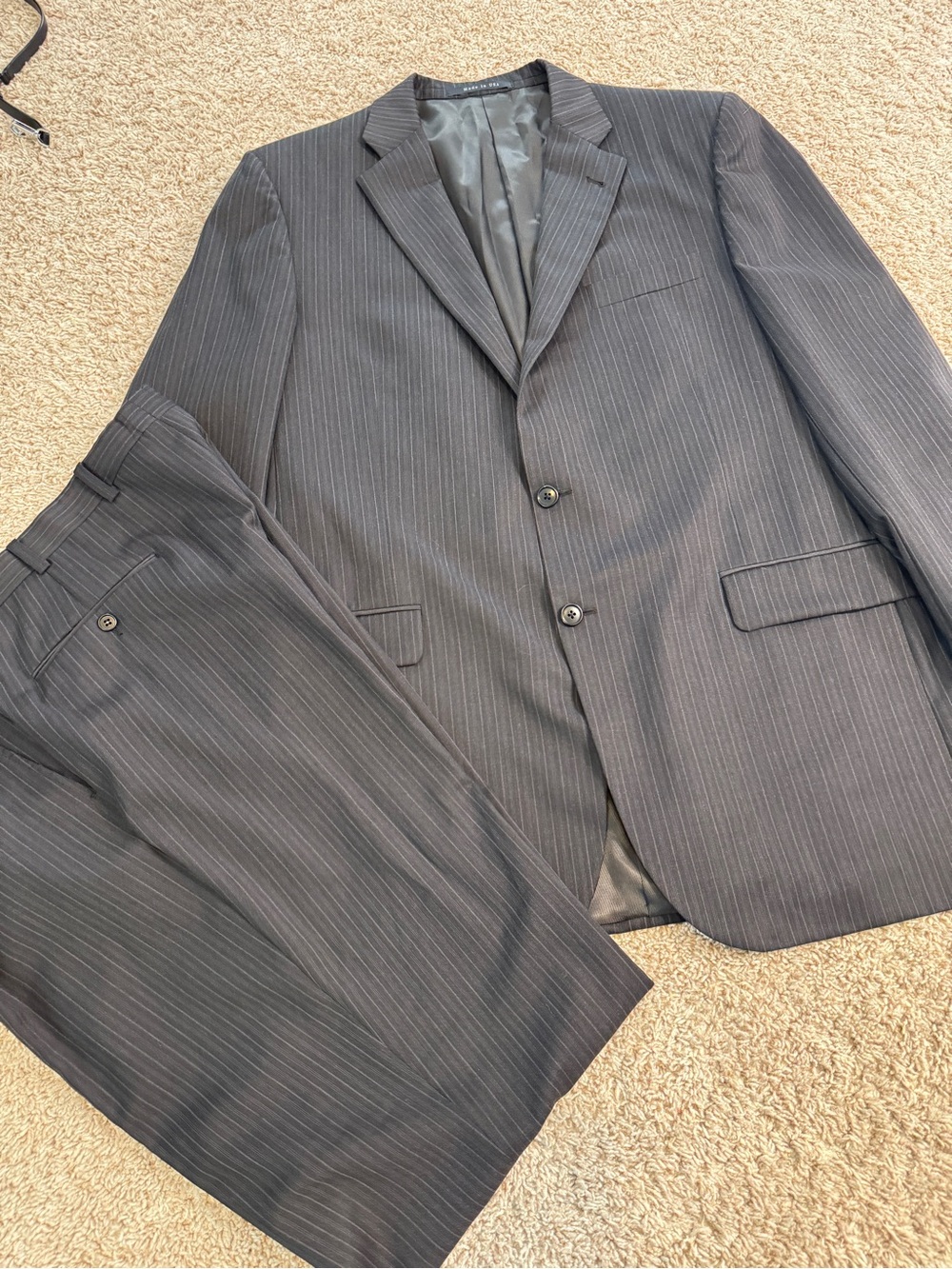 Burberry London Kensington Mens 44L Wool Pinstripe Suit Jacket/Blazer & Pants